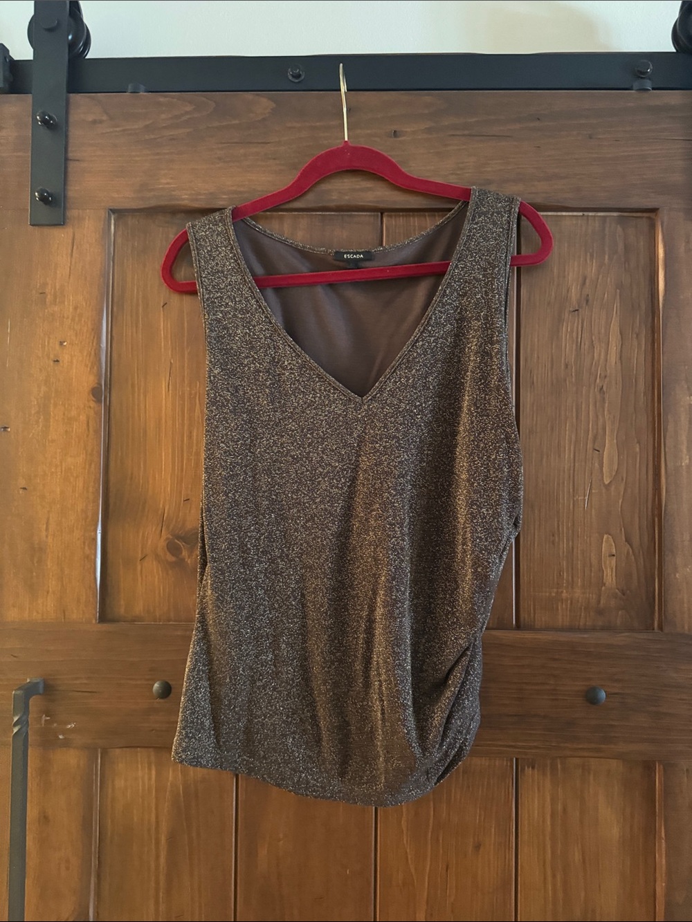 Escada Metallic Brown V-Neck Sleeveless Camisole